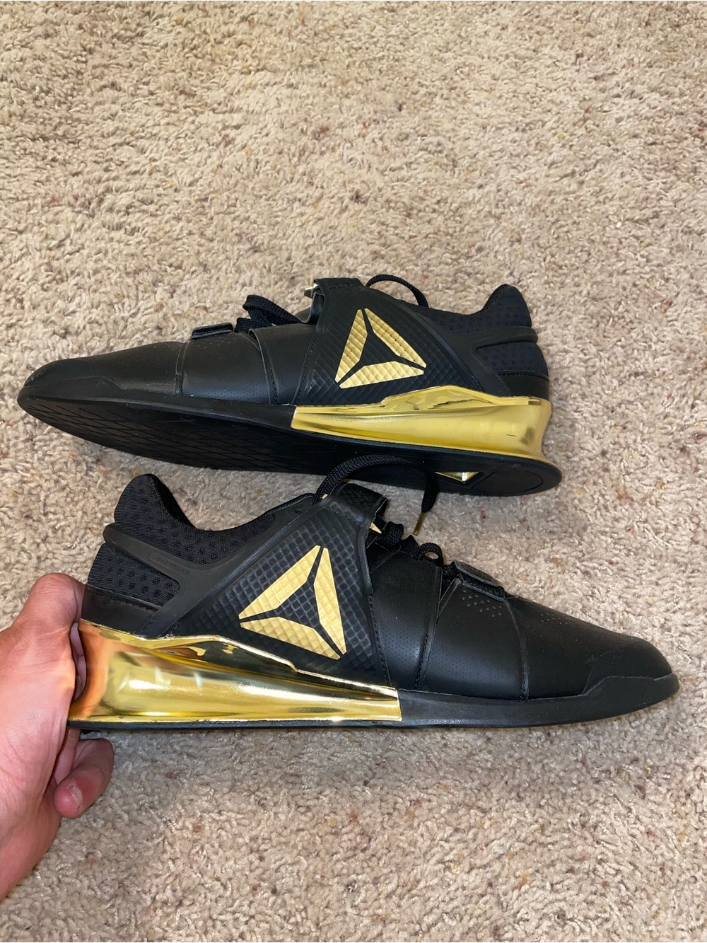 Reebok Men's legacy weightlifting Black and Gold Training Sneakers